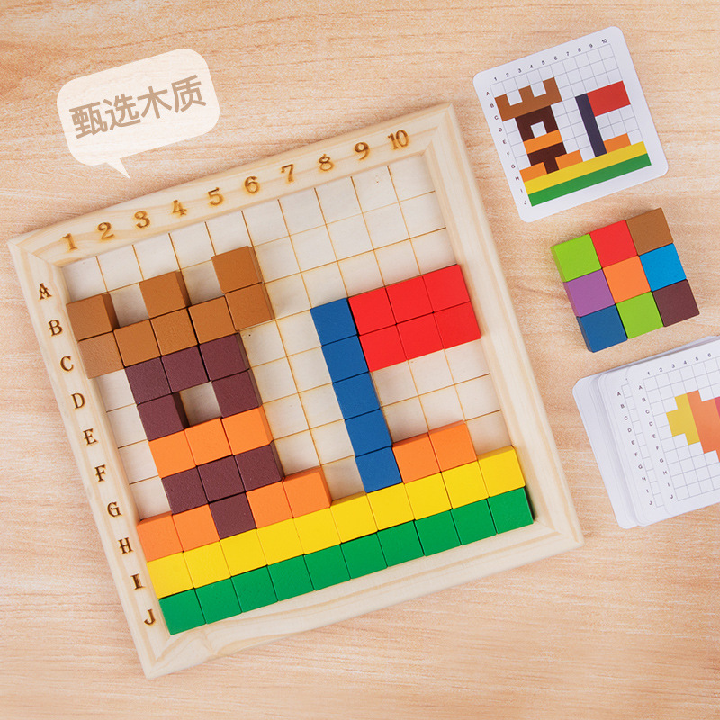 De madera de educación temprana cognitiva niños aprendiendo material didáctico juguetes educativos rompecabezas color cubo volumen de madera al por mayor