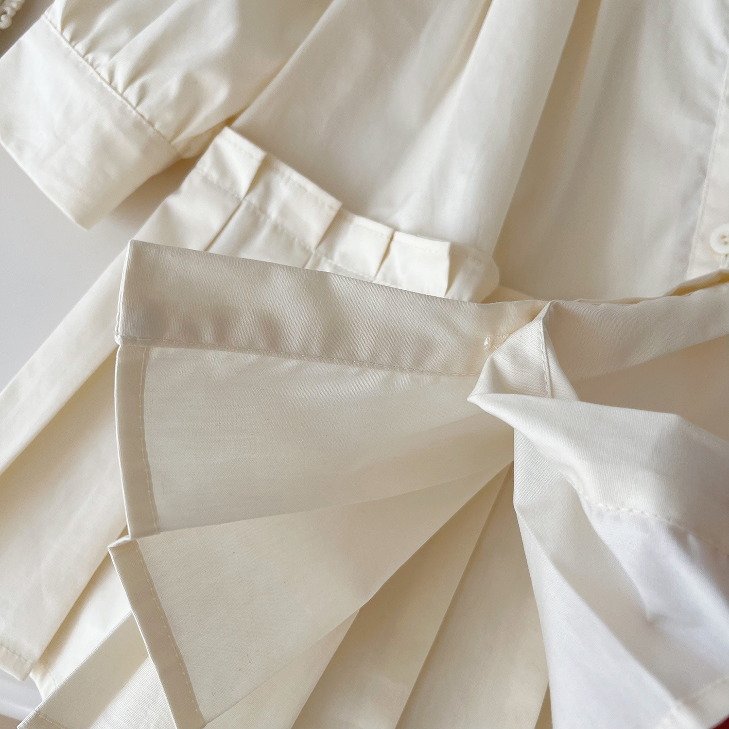 Mädchen Kleid Mit Langarm Plissee Rock In Einfarbigem Design_voghion.com