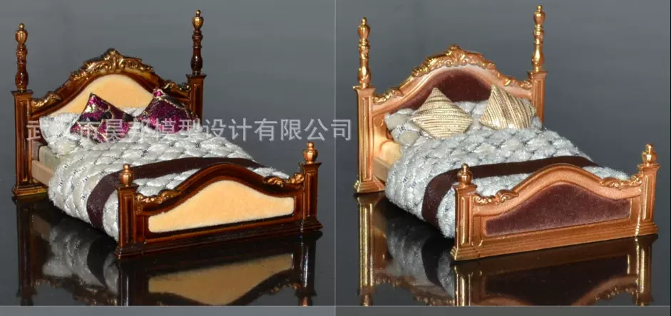 沙盘建筑模型材料 欧式双人床模型 户型家私模型材料 室内玩具