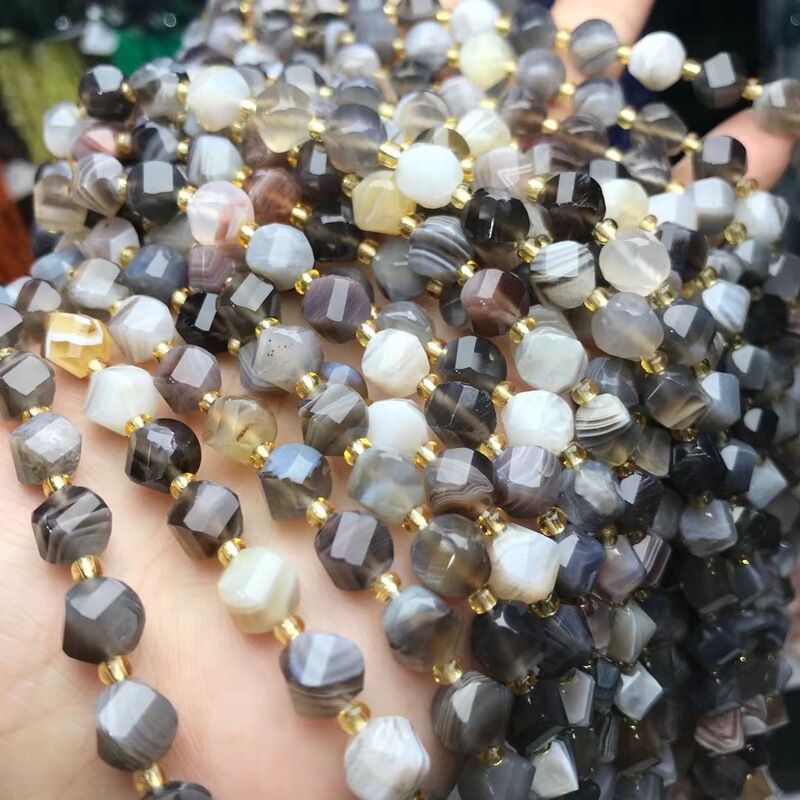 Natural crystal agate watermelon noodles pumpkin twisted beads loose beads semi-finished bracelet necklace accessories with beads