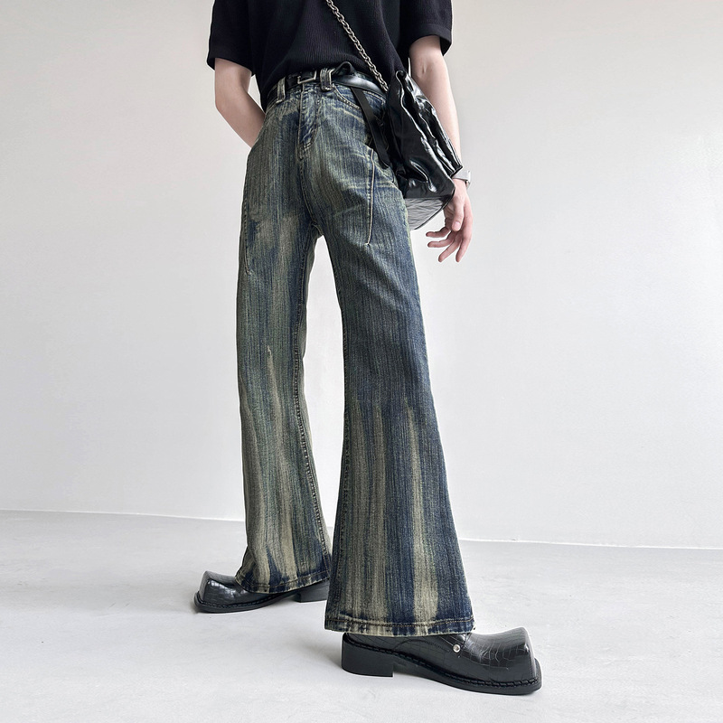 cleanfit Trousers High-end Sense Old-fashioned Bamboo Micro-flared Jeans Men's and Women's Loose Mop Pants High Waist vibe