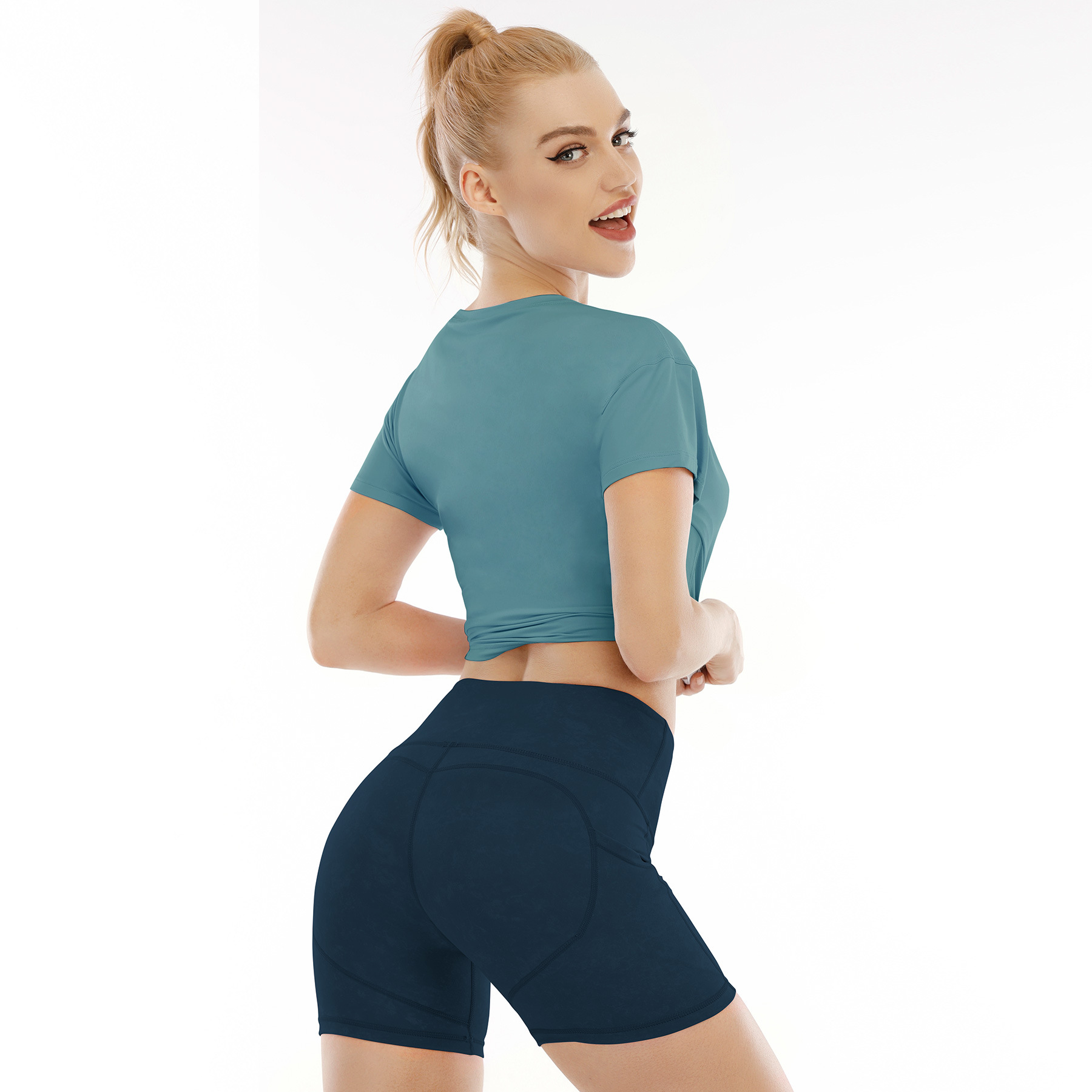 2021夏季新款修身健身上衣女透气训练瑜伽罩衫健身房短袖跑步服