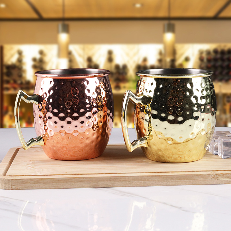 Cross - Border MOSCÚ pure Stainless Steel mula Cup Mule Copper Hammer Point Cup Mark Cup 500ml cóctel Drum Cup