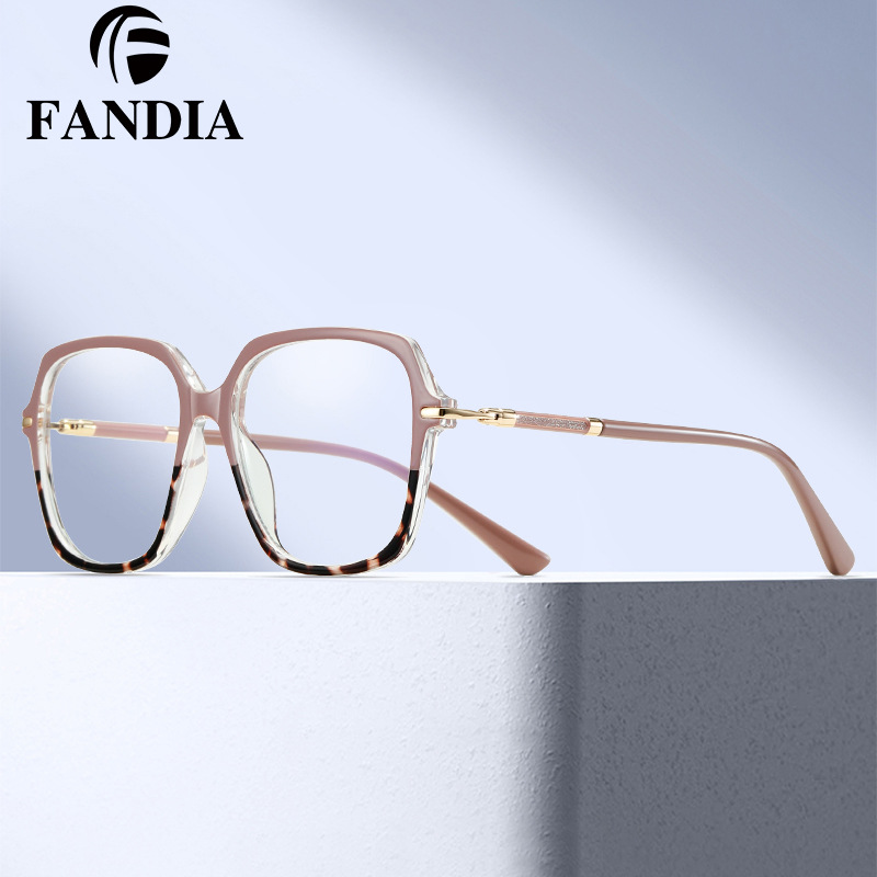 82248 新款欧美轻奢风女光学框近视眼镜工厂现货金胶插针CP眼镜框