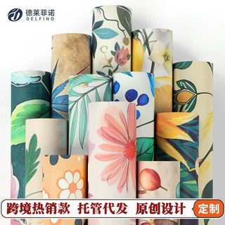 跨境热卖复古墙壁纸自粘墙贴高颜值桌面柜子翻新PVC花朵墙纸ins风