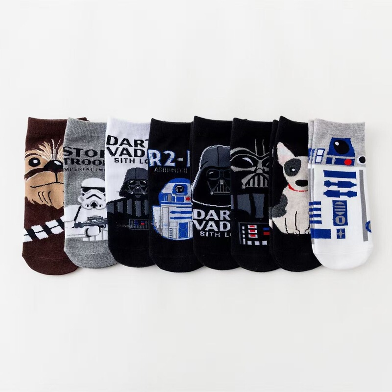 Three Maple Leaves Thrive Zhejiang Socks Wholesale Star Wars Cartoon Women's Socks Temu Hot-Selling Casual Versatile