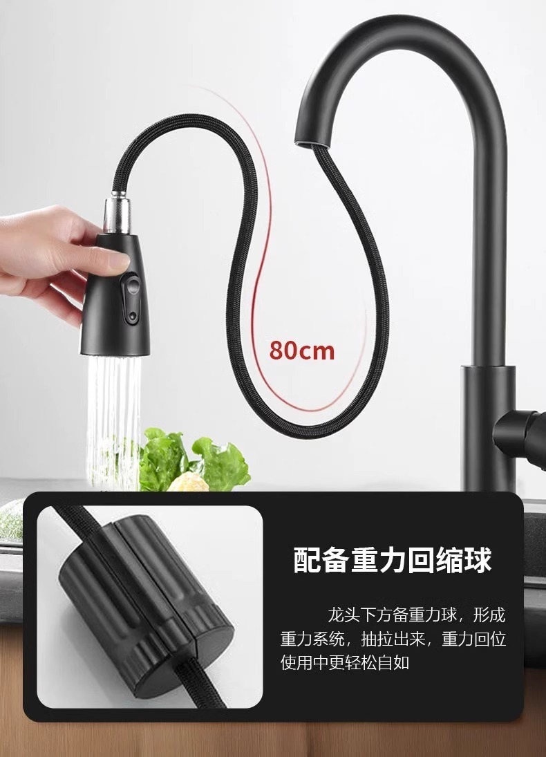 Stainless steel pull-out faucet, hot and cold sink, rotating sink, telescopic household item, free shipping undefined