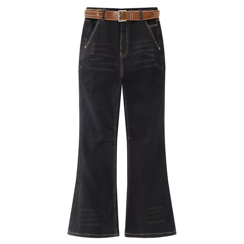 In Stock 2025 Winter New Designer Modern Millennium Style Fleece-Lined Flared Jeans for Women Rl91302434