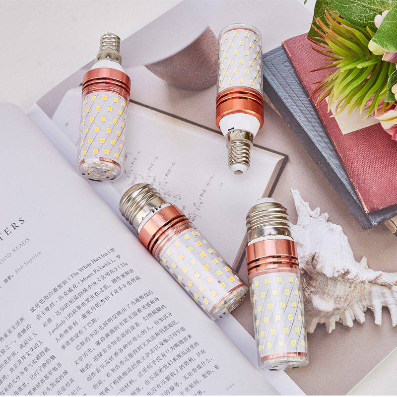 LEDLight Bulb Energy-saving Lamp E14 Small Screw E27 Corn Lamp Home Lighting Super Bright Chandelier Light Three-color Dimming