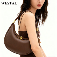 小众设计头层牛皮女士腋下包时尚通勤月牙包真皮轻奢手提包月弯包