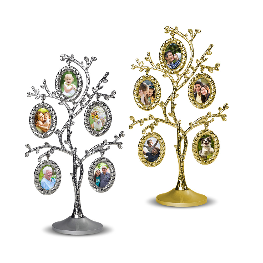 Impresión de transferencia térmica de alta calidad de metal árbol de familia marco de fotos DIY personalizado consumibles en blanco al por mayor