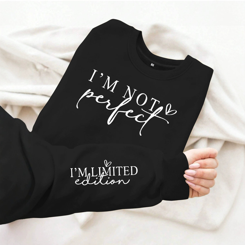 Amazon cross-border round-neck sweatshirt for women, autumn and winter style, export quality, with a "imperfect" print, casual, loose fit, and fleece-lined Amazon cross-border round-neck sweatshirt for women, autumn and winter style, export quality, with a "imperfect" print, casual, loose fit, and fleece-lined