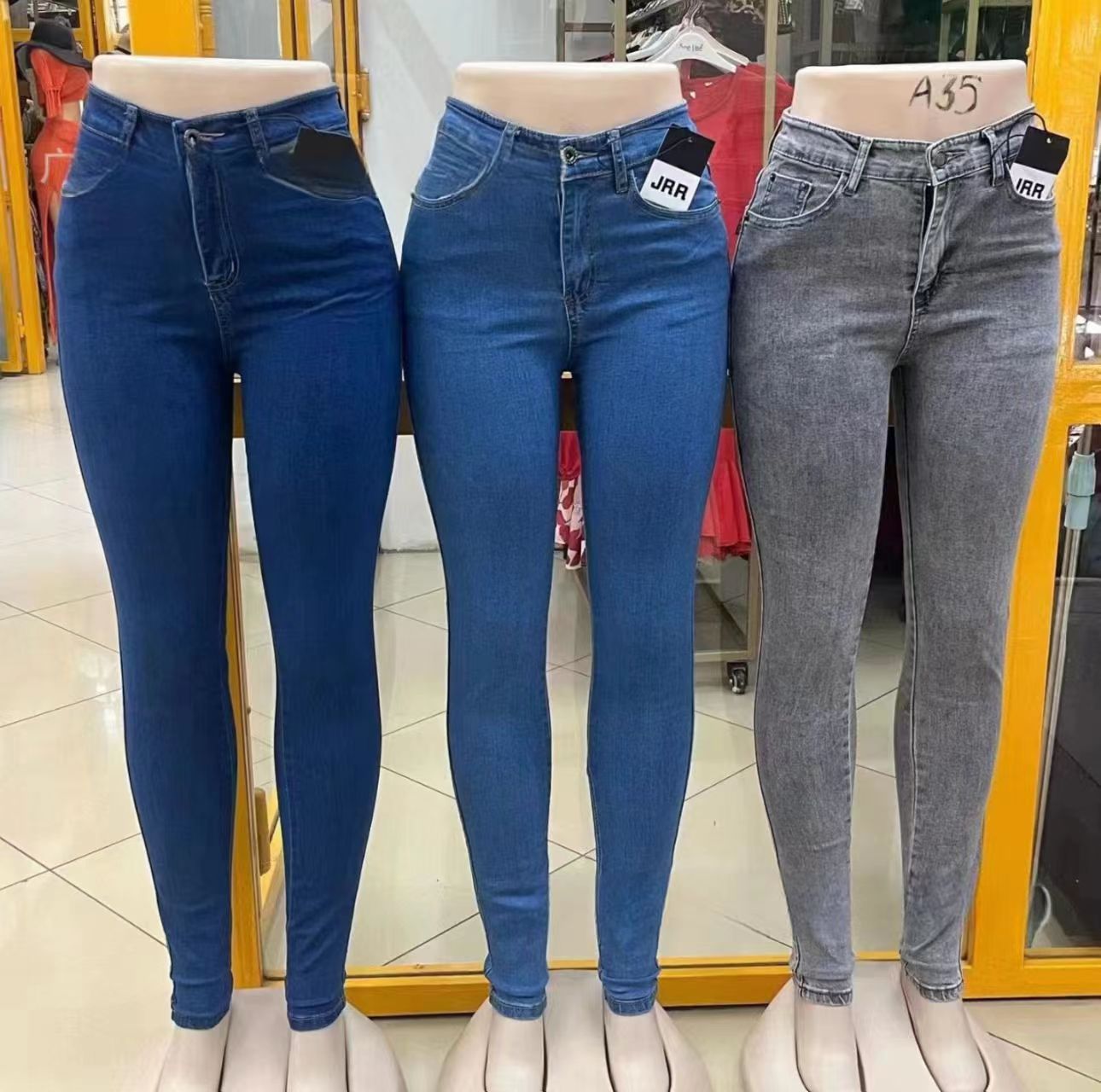 Women's jeans女士牛仔裤Tight fitting jeans弹力紧身小脚裤批发