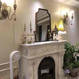 法式中古竹节化妆镜子卫生间美式壁炉装饰镜洗手间欧式复古浴室镜