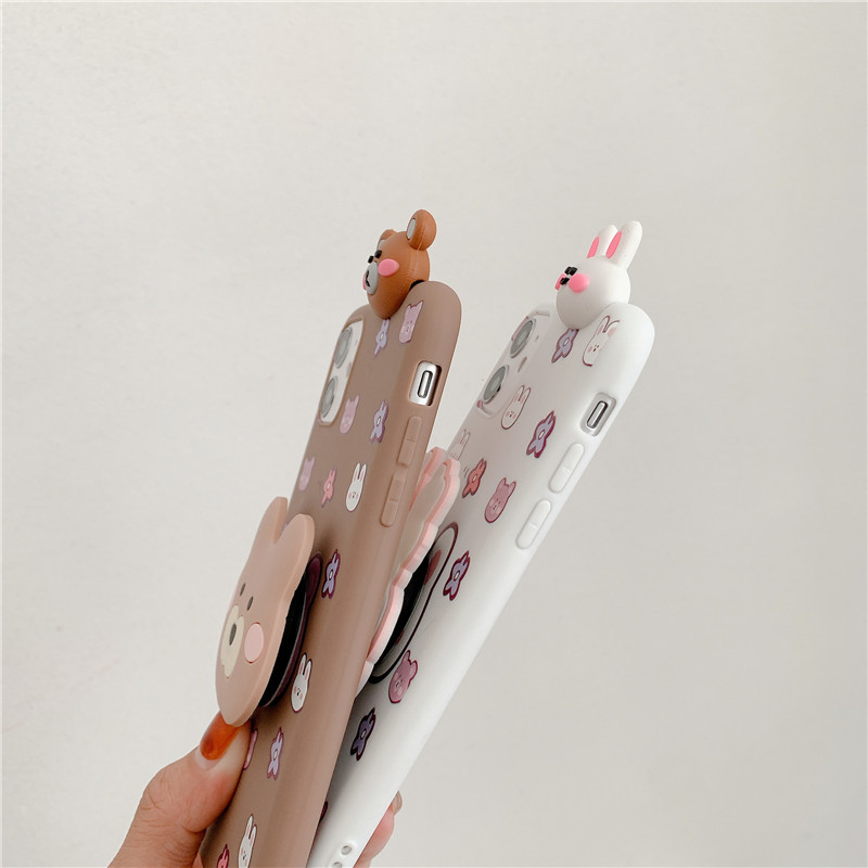 Cute Cartoon Bear & Rabbit Protective Phone Case For Apple Iphone_voghion.com