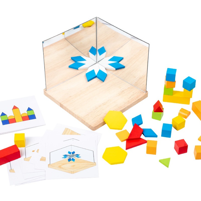 Espejo infantil rompecabezas espejo juego de mesa juego de pensamiento espacio entrenamiento de lógica educación temprana material didáctico rompecabezas espejo rompecabezas
