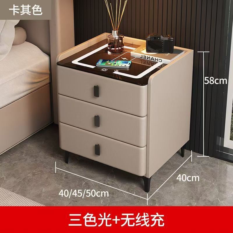 카키색 (3단 서랍) 무선 충전 + 3색 조명