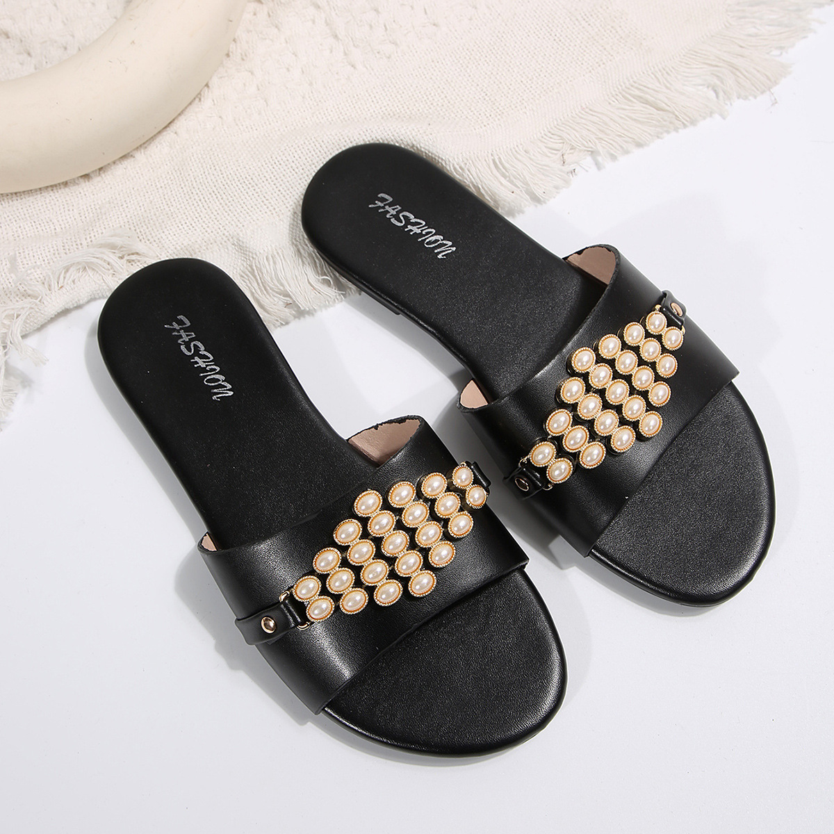 Sandalias Planas para Mujer de Cuero Sintético, Color Sólido, Fondo Plano, para Uso Diario image 7