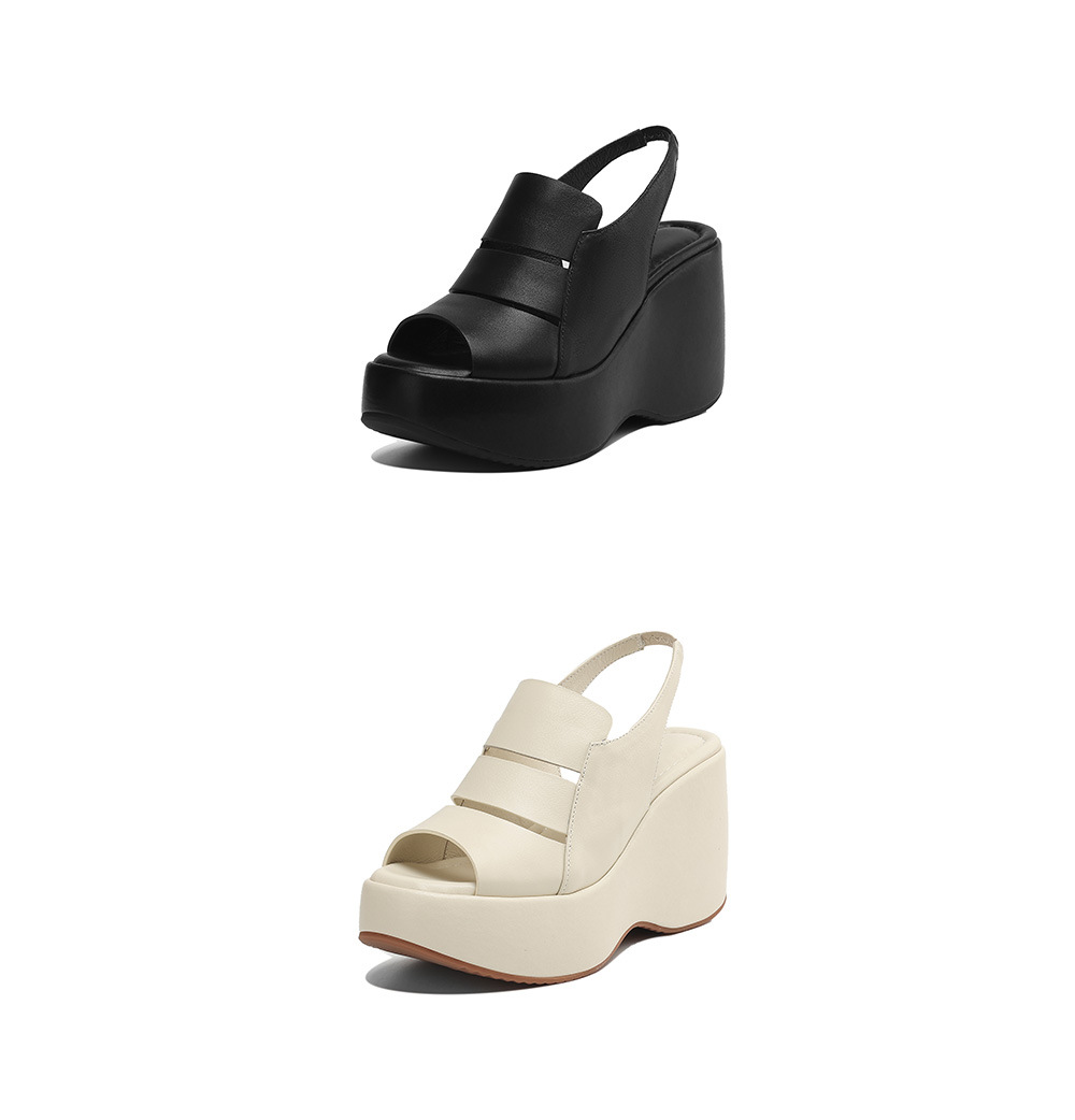 Sandal nữ đế xuồng cao gót da thật phong cách La Mã, gót 9 cm — đen, Màu trắng nhạt chi tiết 22