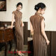 Old Shanghai Cotton Linen Full Cardigan Ancient Cheongsam 2025 Summer New Striped New Chinese Style National Style Retro Slimming Cheongsam
