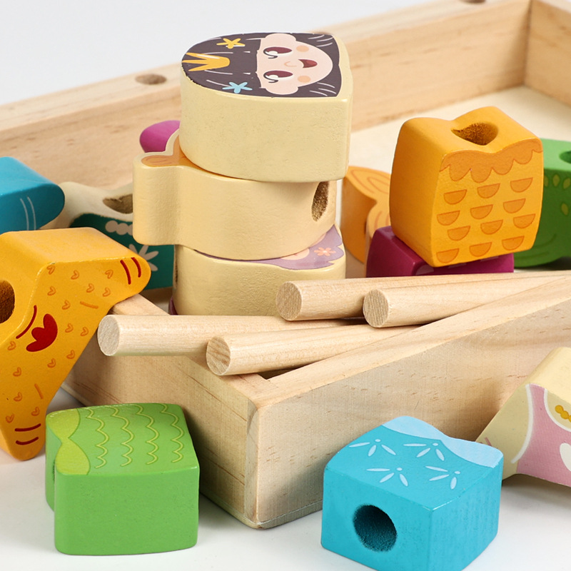Fabricantes al por mayor color forma juego de pesca madera magnético bebé bebé práctico entre padres e hijos jardín de infantes rompecabezas