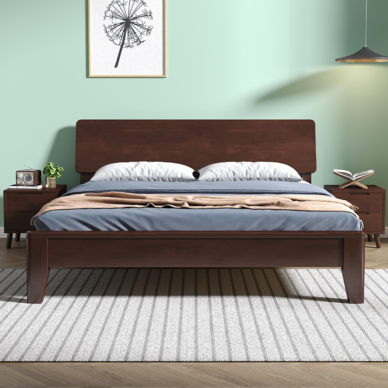 現代簡約北歐實木床1.5米1.8米主臥雙人床出租房民宿酒店臥室家具