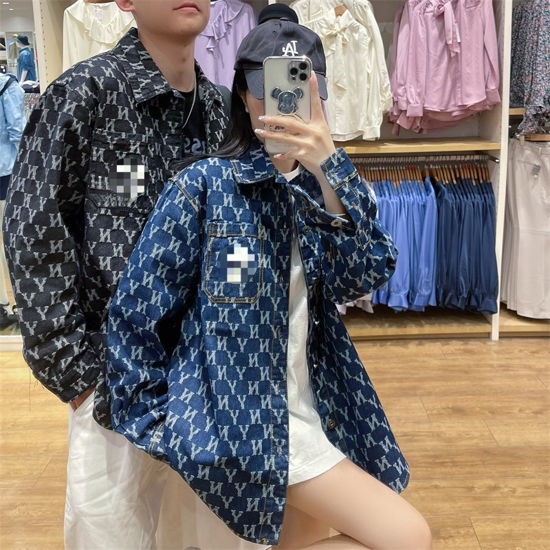 New Denim Jacket for Spring and Autumn, Unisex Ny Retro Vintage Embroidered Casual Couple Denim Jacket with Full Print