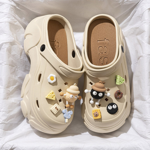 Thick-soled anti-slip outdoor hole sandals for women 2025 summer EVA with a squishy feel and heightening beach cool sandals