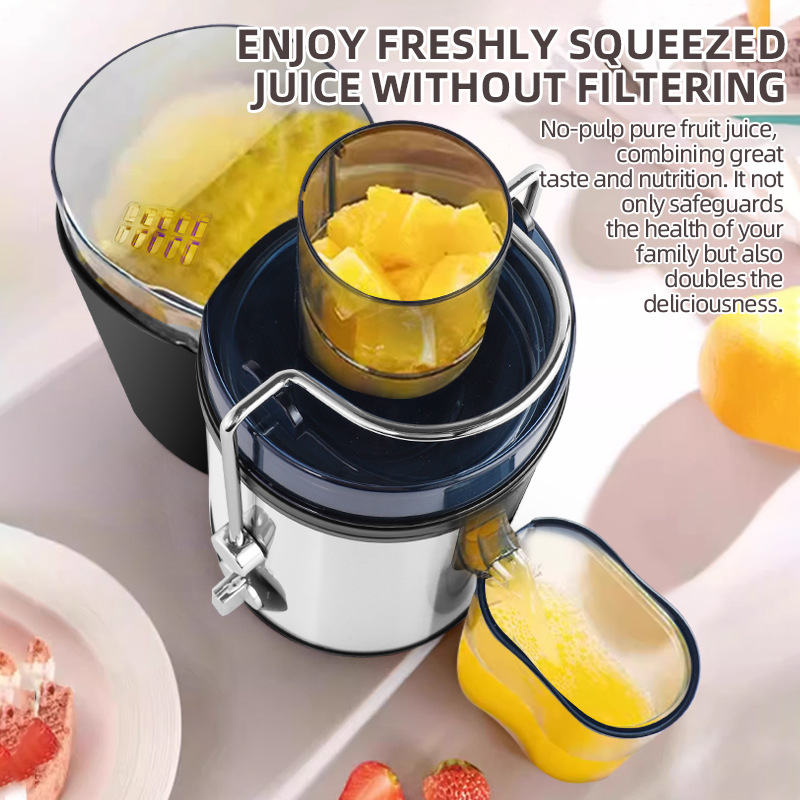 Centrifugal Juicer Machine, 2-Speed, Large Feed Chute, Stainless Steel, Pulp Separation, Easy Clean, For Fresh Fruit & Veggie Juice At Home_voghion.com