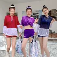 Раздельный купальник, спортивный пляжный комплект с капюшоном, комплект из 3 предметов, облегающий