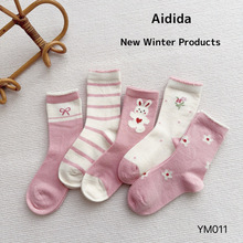 爱嘀嗒儿童袜子羊毛袜秋冬款加绒加厚可爱兔子保暖发热厚款羊绒袜