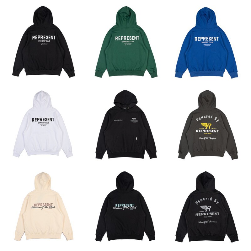 American High Street Fashion Correct Version Represent Letter Pegasus Angel Print Hooded Sweatshirt Autumn