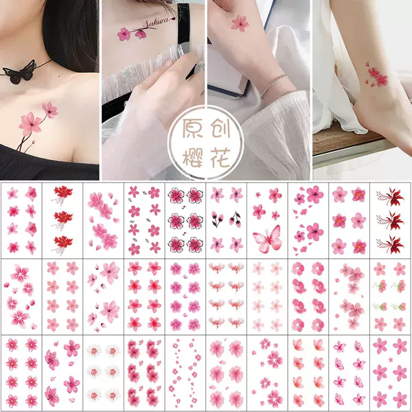 Cross-border New Cherry Blossom Tattoo Sticker High-end Sense Ins Sexy Fresh Clavicle Flower Bianhua Tattoo Sticker