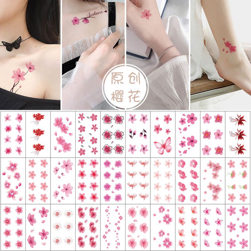 Cross-border New Cherry Blossom Tattoo Sticker High-end Sense Ins Sexy Fresh Clavicle Flower Bianhua Tattoo Sticker