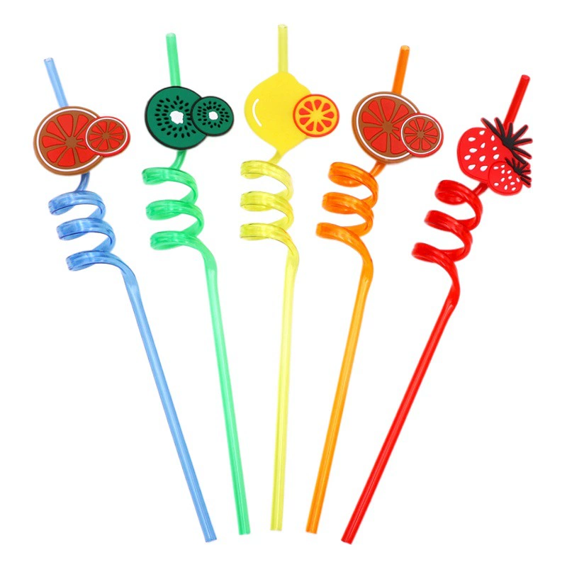 Трансграничные хиты продаж: формованные трубочки для напитков из ПЭТГ в стиле мультфильмов, креативные спиральные изогнутые пластиковые трубочки из ПВХ, дешево от производителя