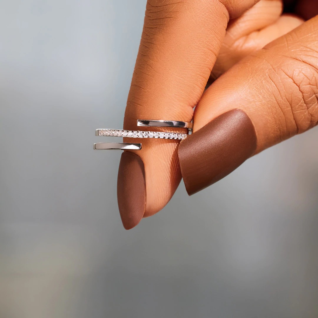 Geometric Pattern Women's Gender Plating, Inlay Design 925 Sterling Silver Zircon Geometric Rings