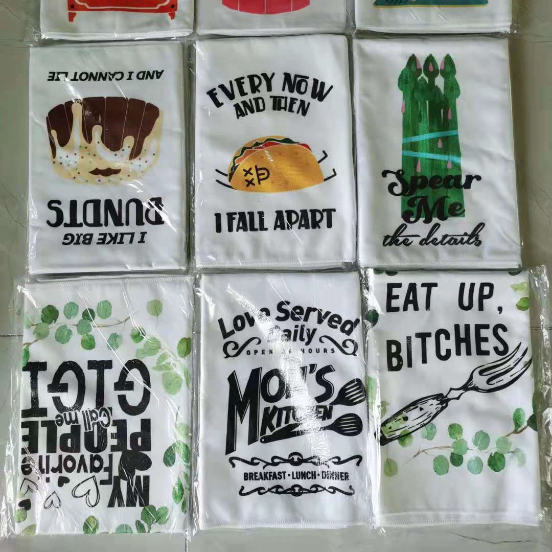 Индивидуальные популярные праздничные кухонные полотенца из микрофибры с принтом для Amazon, чайные полотенца для кухни