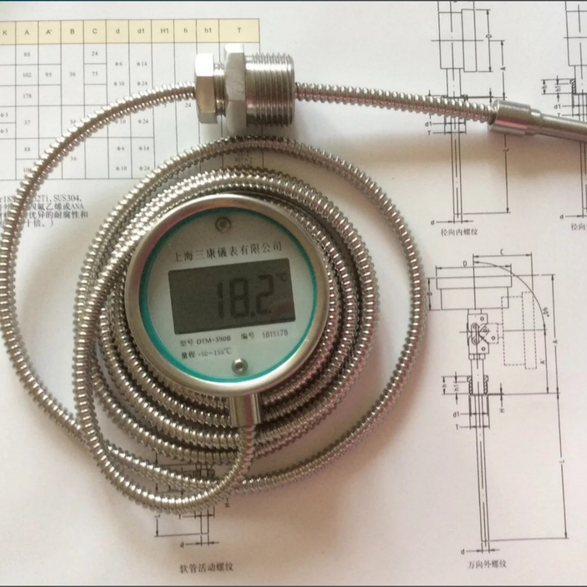 小表盘温度表温度计数显数字卡套螺纹不锈钢工业用温度表批发厂家