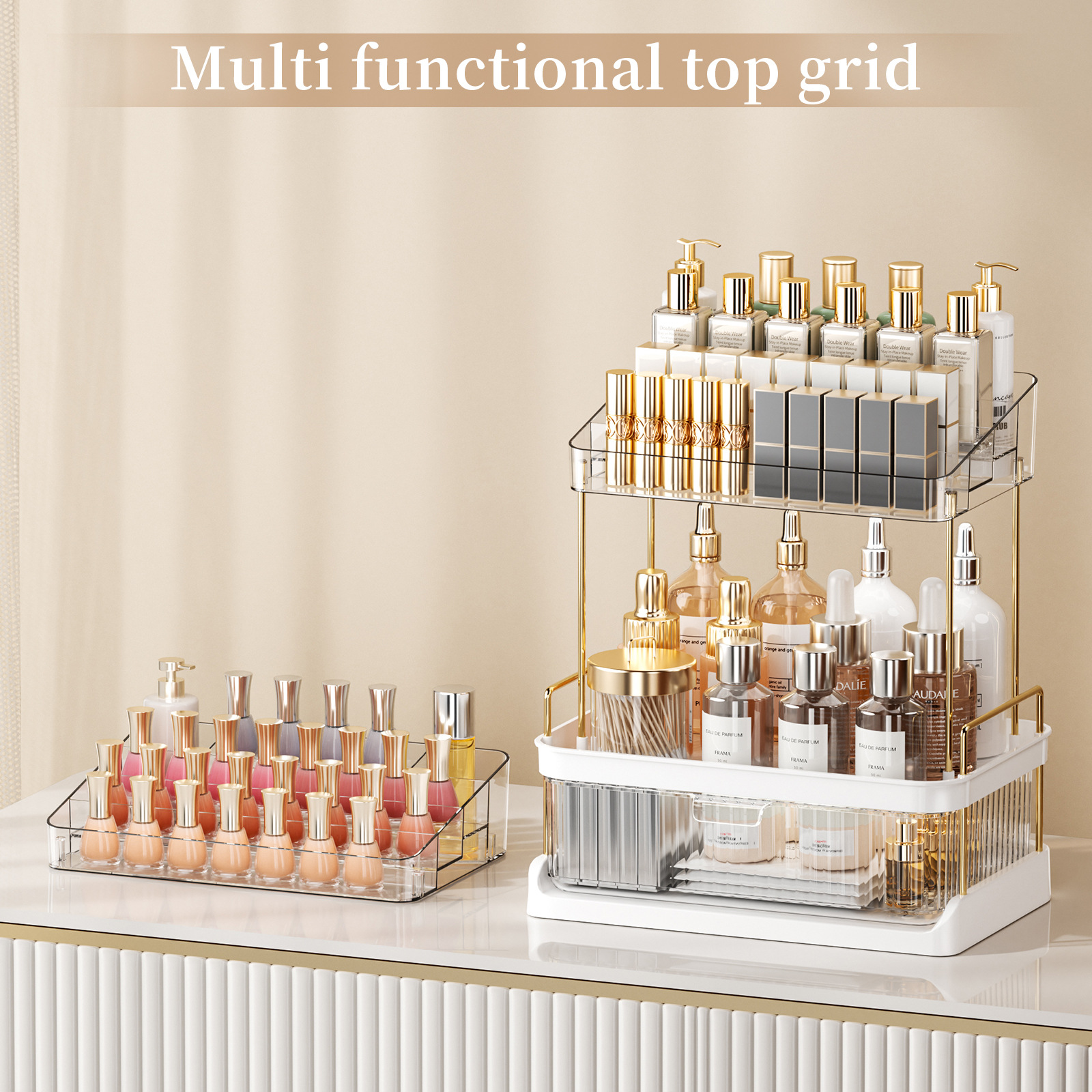 Bedroom Dressing Table Bathroom Drawer Rack Table Storage Rack Beauty Makeup Cosmetic Storage Box Storage Cabinet