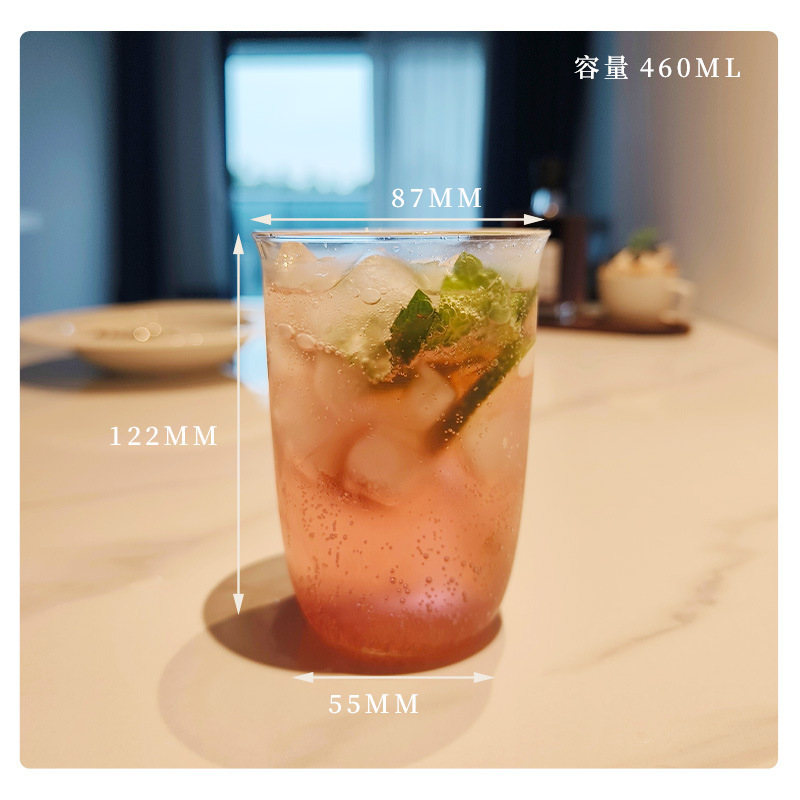 Tazas de vidrio de alto silicio de borosilicato de hielo taza de café americana bebida fría taza de bebida fría transparente taza de jugo de burbujas de boca ancha taza al por mayor