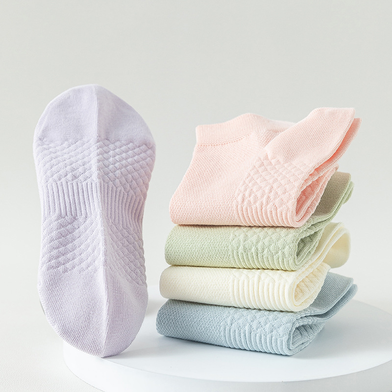 Calcetines de algodón de color sólido, calcetines de barco de verano, calcetines de malla transpirables, calcetines de algodón sin hueso.