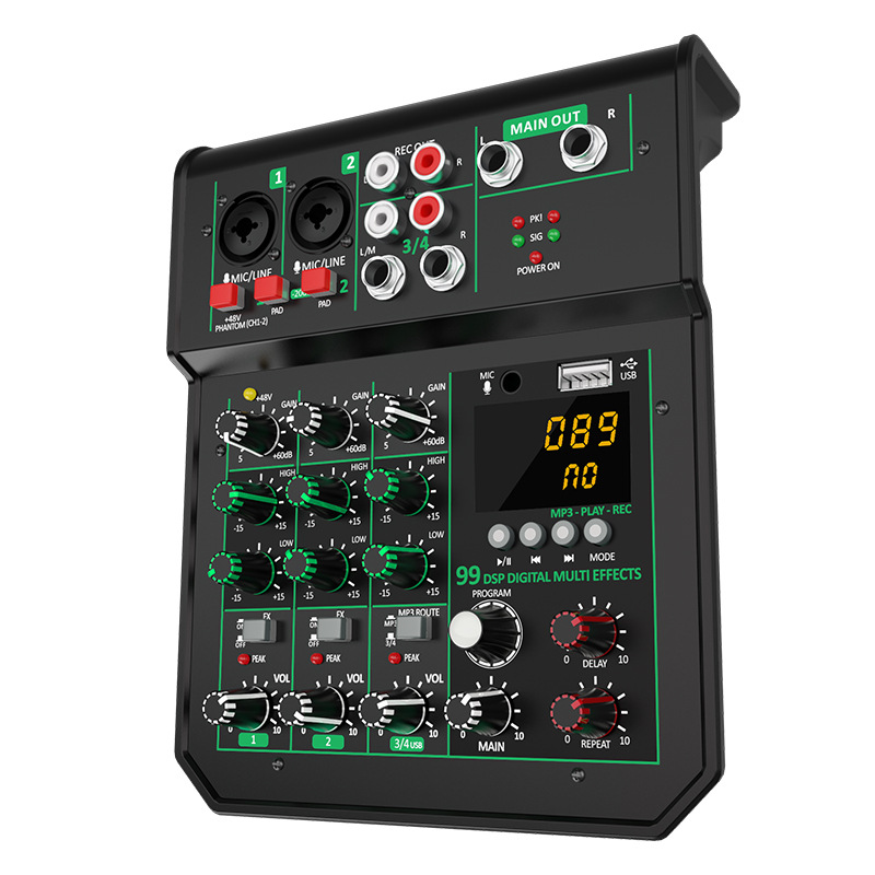 (2개) 전문 믹서 쿼드 컴퓨터 녹음 99DSP 라이브 홈 스테이지 USB DJ믹서