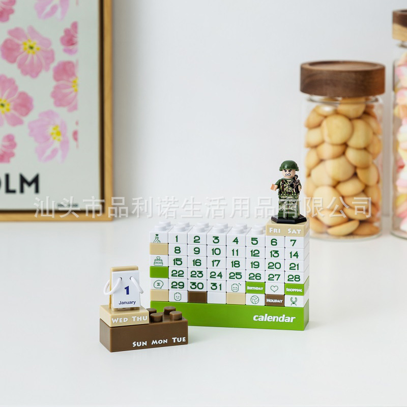 積み木万年暦は創意シンプルdiyデスクトップカレンダー企業広告プレゼントロゴ卸売りをつなぎ合わせることができます。
