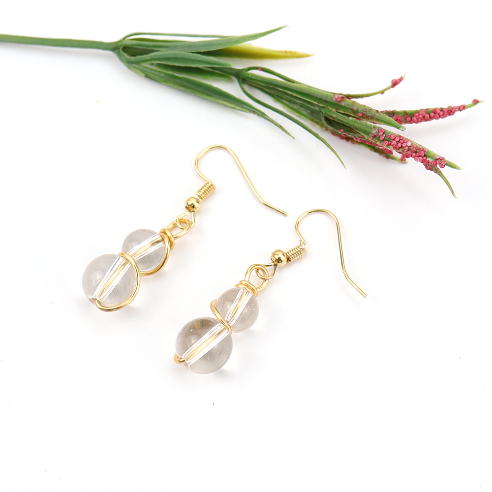 8g Weight Ferroalloy Ear Needle Material Drop Earrings Classification 1 Pair Quantity Holiday, Daily Occasion natural stone, Copper Material Gourd Pattern Women's Gender Beaded Design Casual, Pastoral Style 1 Pair Casual Pastoral Gourd Beaded Natural Stone Copper Drop Earrings 5
