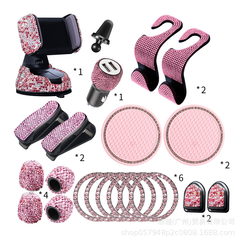 Cruz-frontera especial para nuevo diamante-accesorios incrustados coche diamante-gancho de coche con un clic inicio decorativo anillo válvula traje