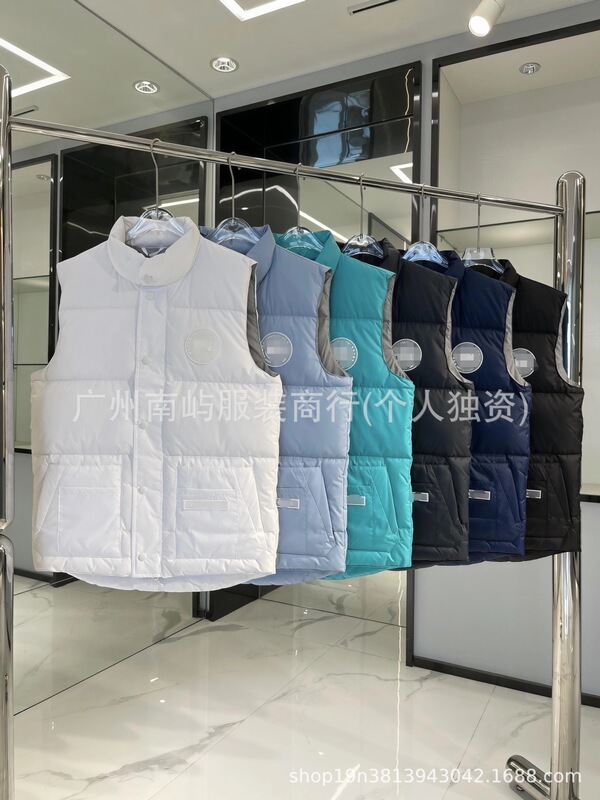 跨境现货大鹅家白标男女短款秋冬背心坎肩棉服马甲保暖加厚外套款|undefined