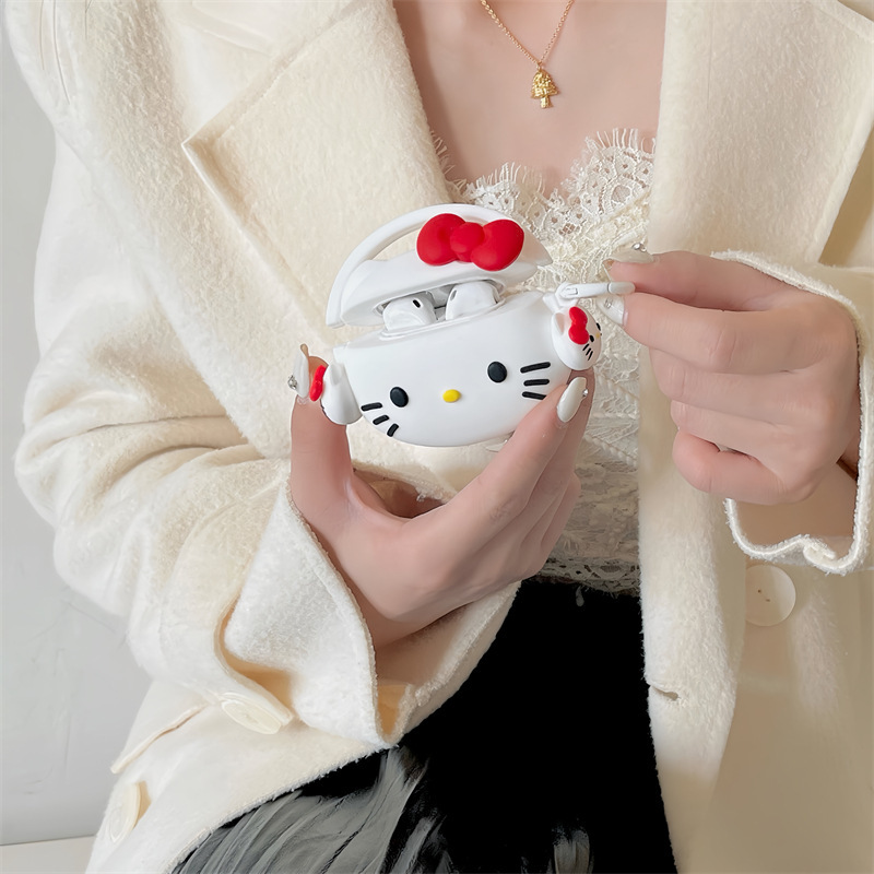 Headphone Case for Apple AirPods Pro Bluetooth Wireless Earbuds Generation 1/2/3, Cute Silicone Cartoon KT Cat