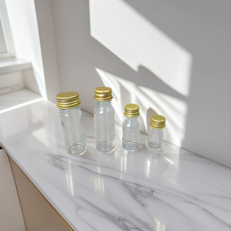 Прозрачная круглая бутылка для реагентов с узким горлышком и винтовой крышкой, утолщенная алюминиевая крышка, стеклянная бутылка для химических образцов, жидкостей и порошков