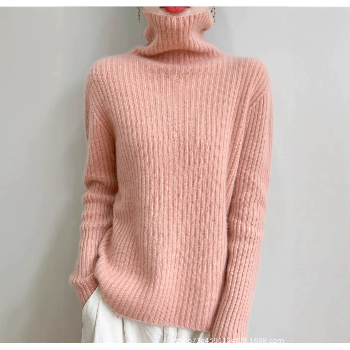 Осенние и зимние новые ямы уложенный воротник вязаный свитер женский пуловер свитер с длинными рукавами модный тонкий нижний топ