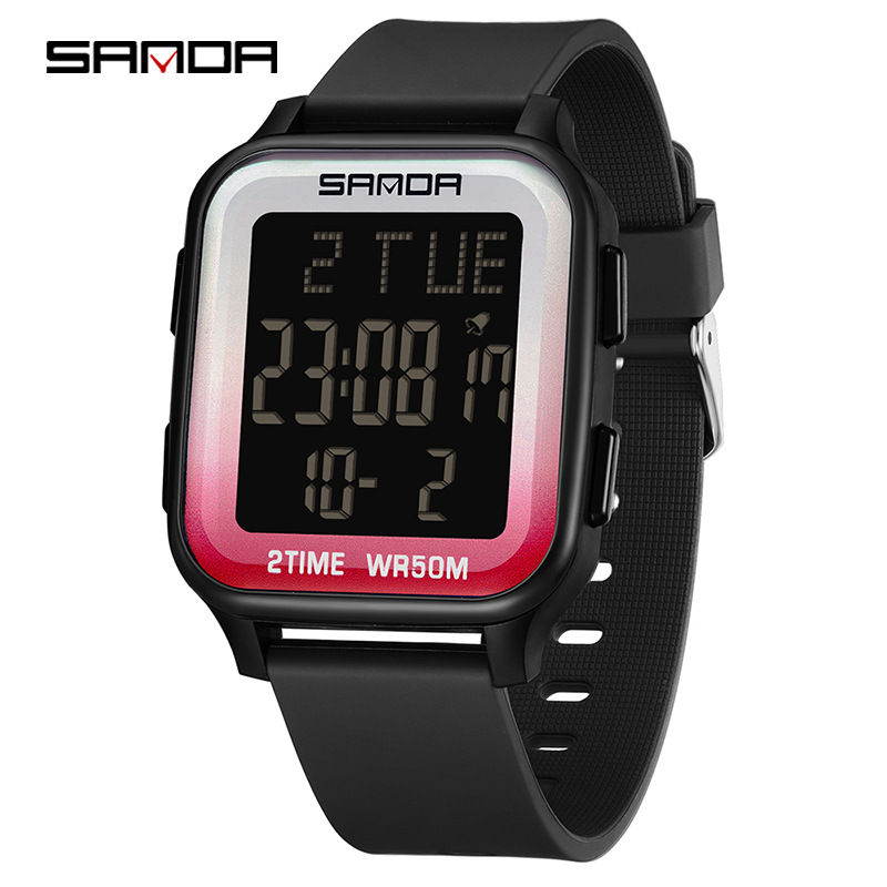Sanda reloj electrónico de moda de estudiantes de secundaria secundaria, reloj multifuncional, reloj despertador, reloj electrónico de pantalla única